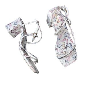 ALDO White Yellow Blue Pink Butterfly Strappy Square Toe Sandals NWOB 5.5